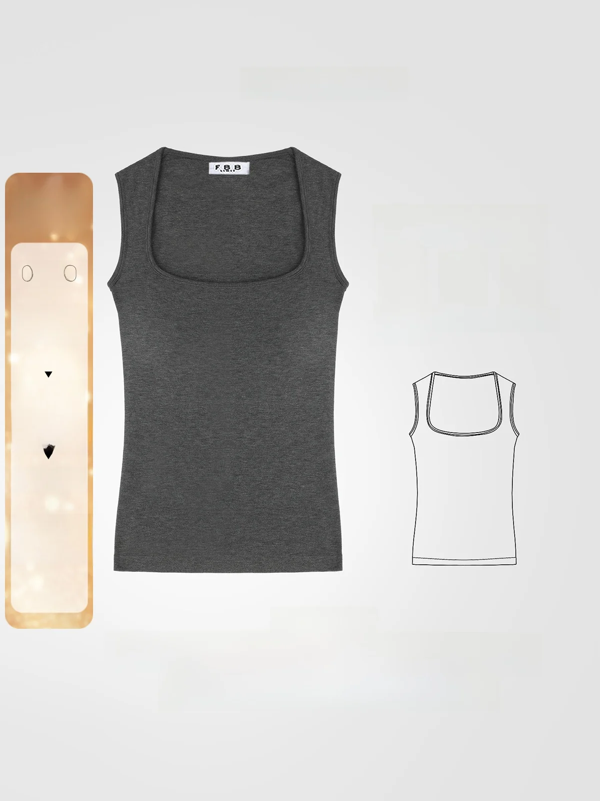 

Fbb Limit Women's Sl Mixed Fiber Camere Vest with Inteated Cup Square U-Ne Design Warmth Casual Fit Inner Wear