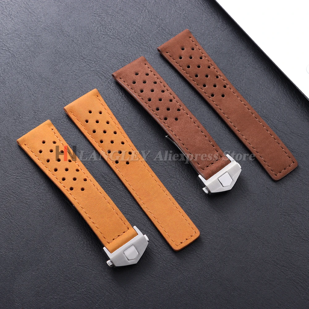 태그호이어 카레라 모나코 시계용 20mm 22mm 24mm 소가죽 시계줄 브라운 팔찌 남녀 액세서리