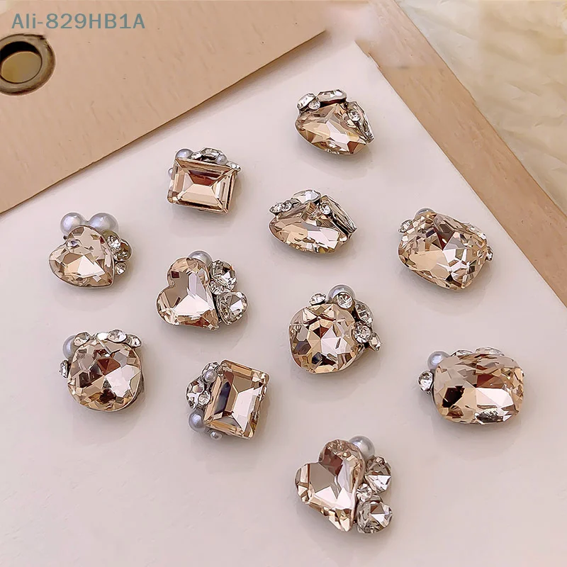 5szt Maillard Coffee Nail Crystal Pile Diamond Sparkling Decoration Charm Shiny Rhinestone Jewelry Manicure Akcesoria