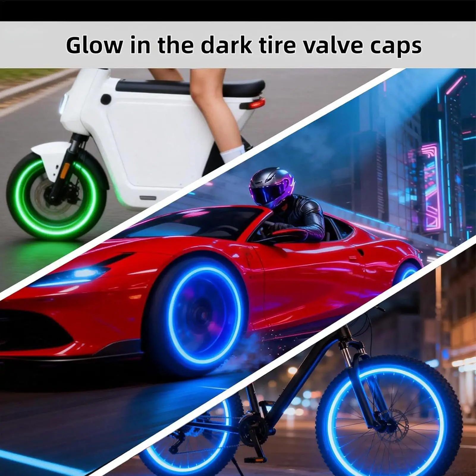 Glow In The Dark Tire Valve Caps 20pcs Fluorescent Dustproof Wheel Stem Cover for Bike Bicycle Motorcycle Automotive Offroad view 5