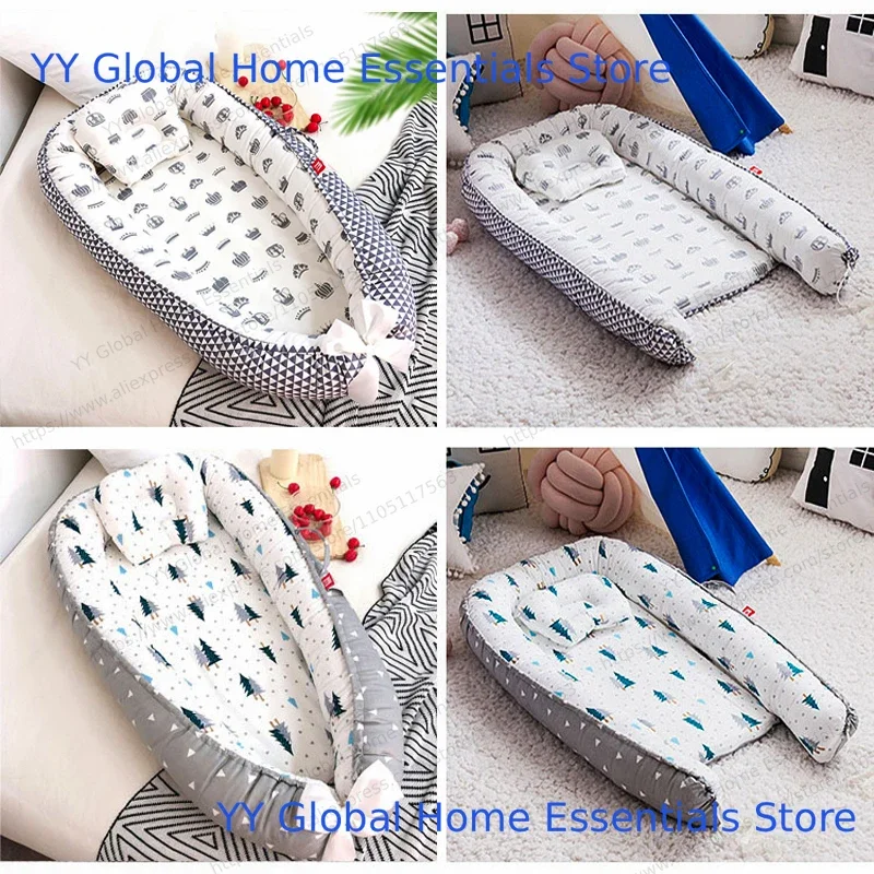 Cotton Baby Nest Bassinet Baby Cribs Cot Baby Bed Portable Bassinet Travel Bed Bassinet Bumper with Pillow Portable Crib