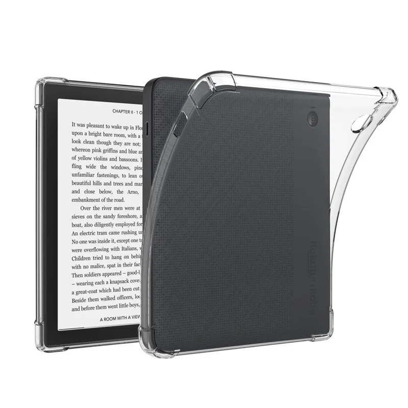Funda totalmente transparente anticaída de cuatro esquinas de TPU suave para tableta Kobo Libra color 7,0 "/libra 2/libra H2O/Clara color 6,0/2E