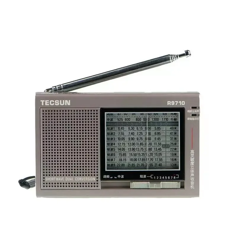 R-9710 Portable Speaker FM/MW/SW Dual Conversion World Band Radio Receiver with Built-In Speaker Portable