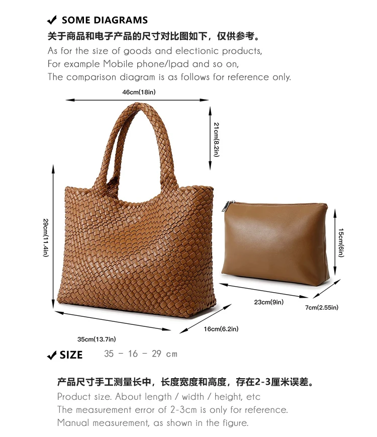 Große Kapazität Designer Stricken Mode PU Leder Damen Umhängetasche Handtaschen für Strand Reise Single-Shoulder Damen Tasche – Detail 7