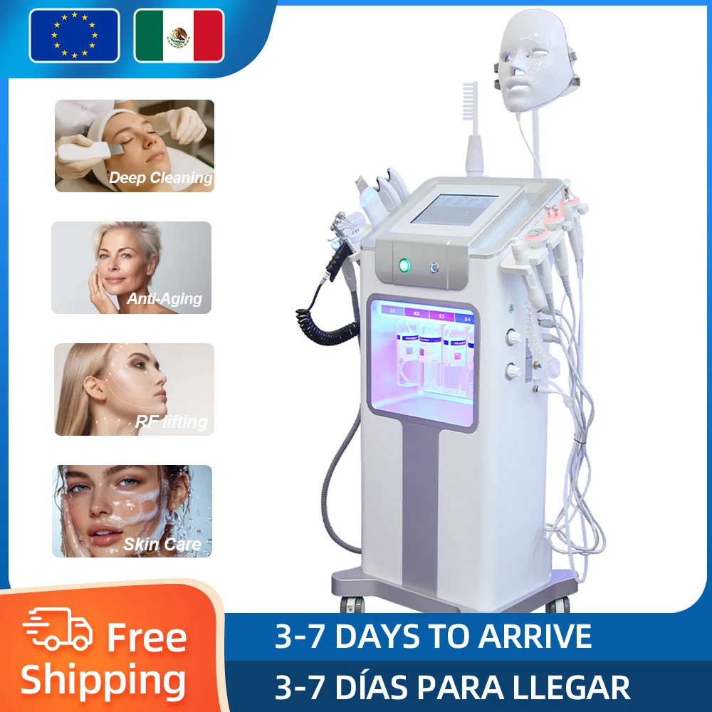 Machine d'hydro-dermabrasion 12 en 1, nettoyage en profondeur, Lifting du visage, Spray d'eau et d'oxygène, épurateur de peau, soins à bulles, appareil de beauté SPA