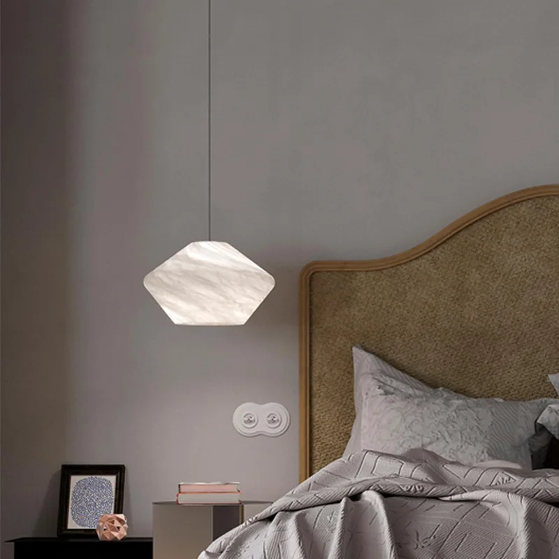 Nordic Imitation Pendant Lights Marble Bedroom Bedsides Wabi Sabi Retro Cafe Kitchen Lighting Fixture Restaurant LED Chandeliers