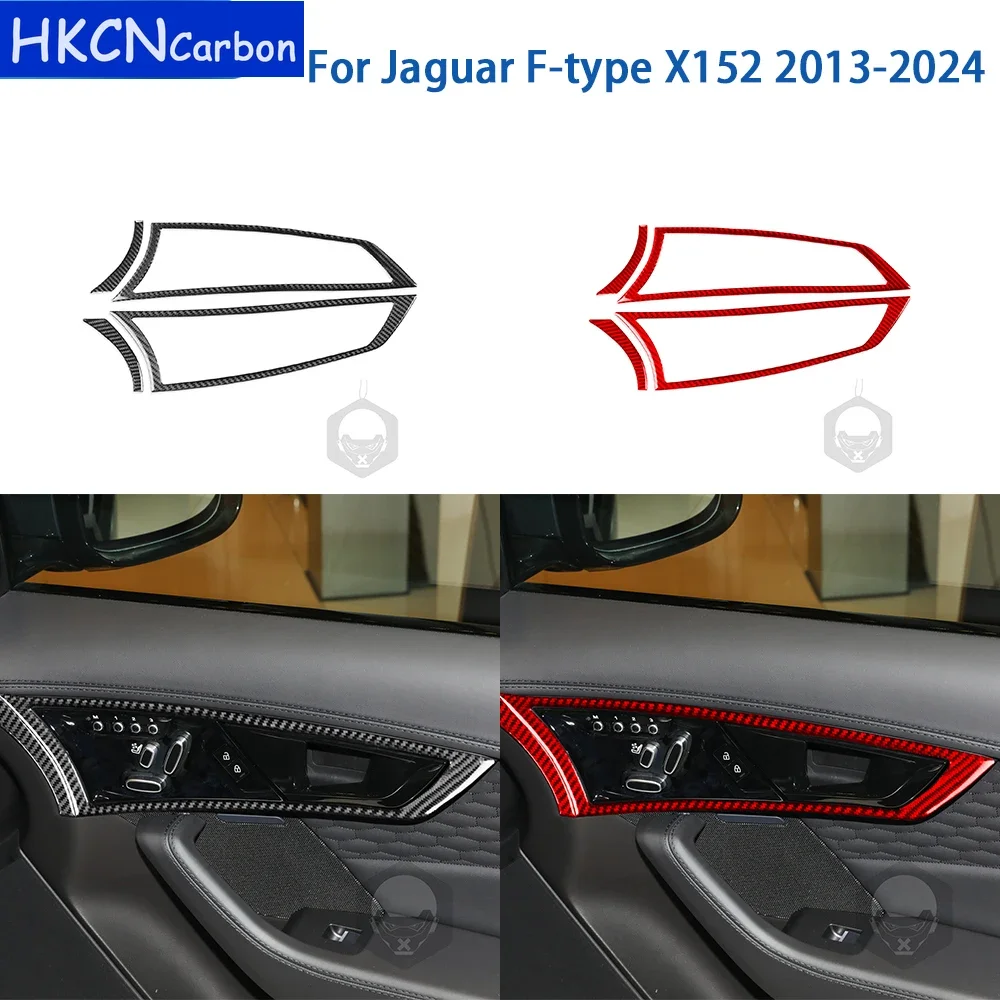 For Jaguar F-type X152 2013-2024 Accessories Real Soft Carbon Fiber Car Interior Handle Frame Cover Trim Sticker