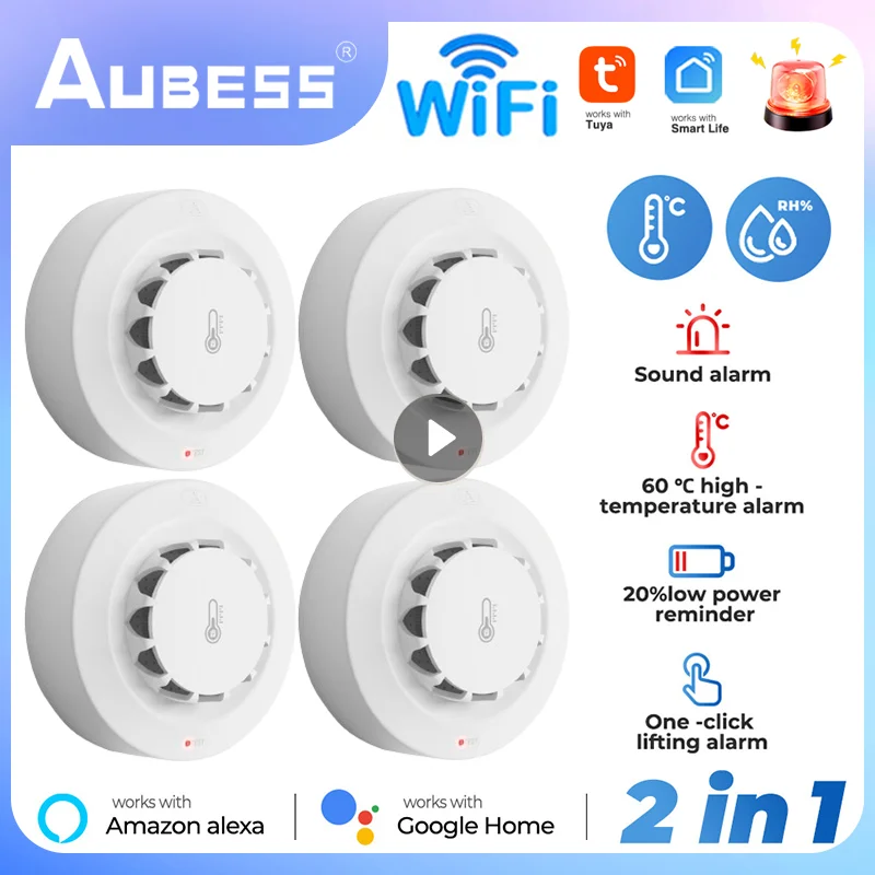 

Tuya Smart Home WiFi Smoke Sensor Alarm Fire Temperature And Humidity Detector Firefighter Work with Alexa Google Home Security