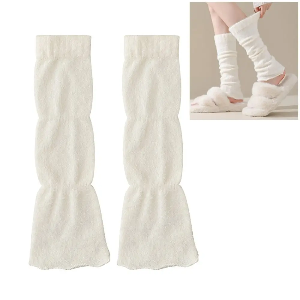 Casual Mink Velvet Women Leg Warmers Thickened Warm Foot Cover Socks Solid Color Middle Tube Socks Spring, Autumn and Winter