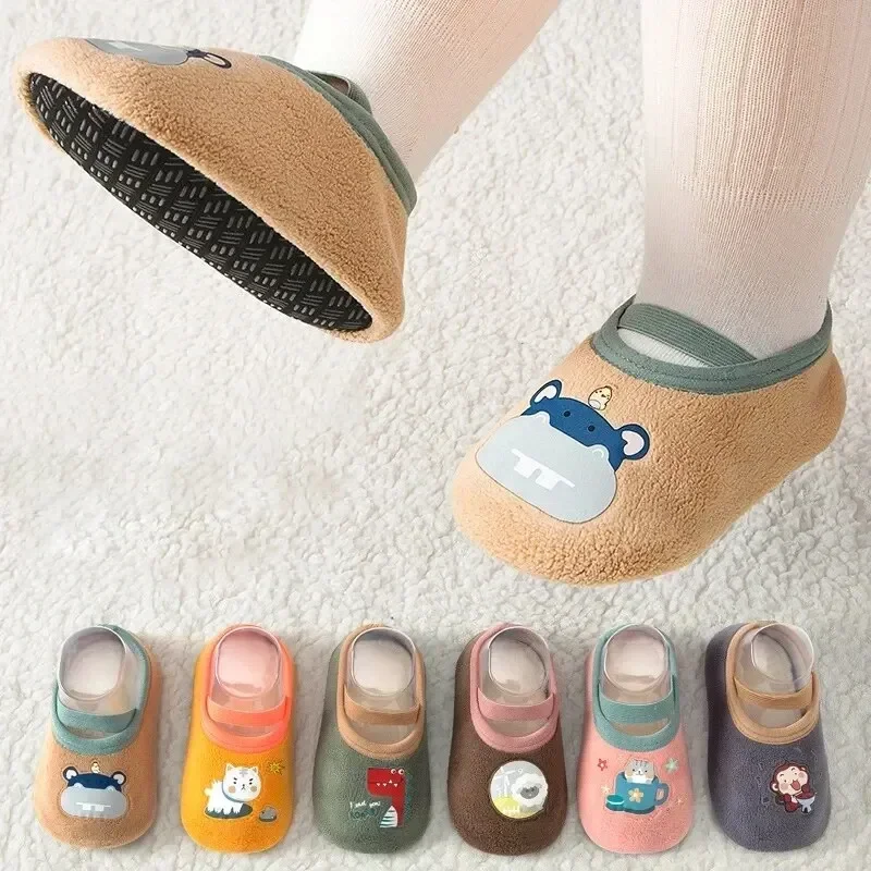 Baby Anti-slip Socks Newborn Warm Crib Floor Shoes with Rubber Sole for Children Boy Toddler Foot Girl Infant Cute Kids Slippers