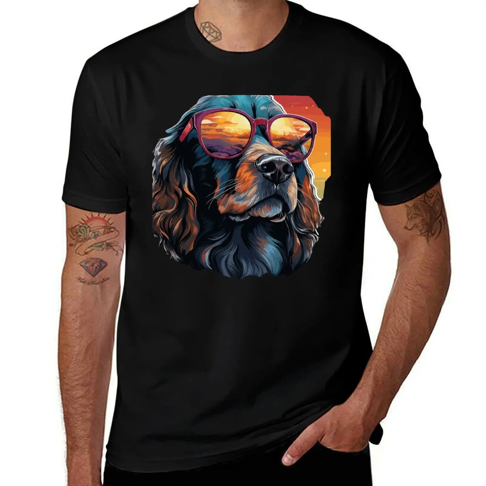 

Sunset Serenity: Cocker Spaniel Elegance T-Shirt anime t shirts oversize funny t shirts dark humor man t shirt graphic T-Shirt
