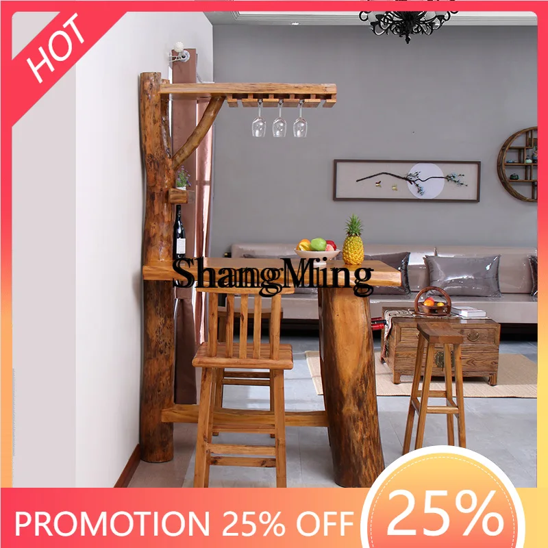 

SM Home New Creative Home Bar Table Partition Living Room Solid Wood Bar Table Furniture
