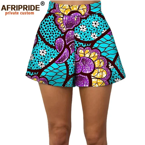 2025 pantalones cortos de playa de verano para mujer, pantalones cortos informales personalizados privados, pantalones cortos africanos con estampado de Batik de algodón 100% A 722108