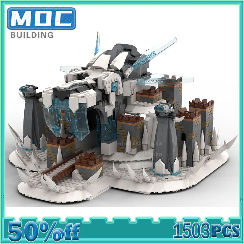 MOC Building Blocks Medieval Castle Ice Fortress Rebuild Scene Model Street View Bricks DIY Assembly Creative Toys Xmas Gifts