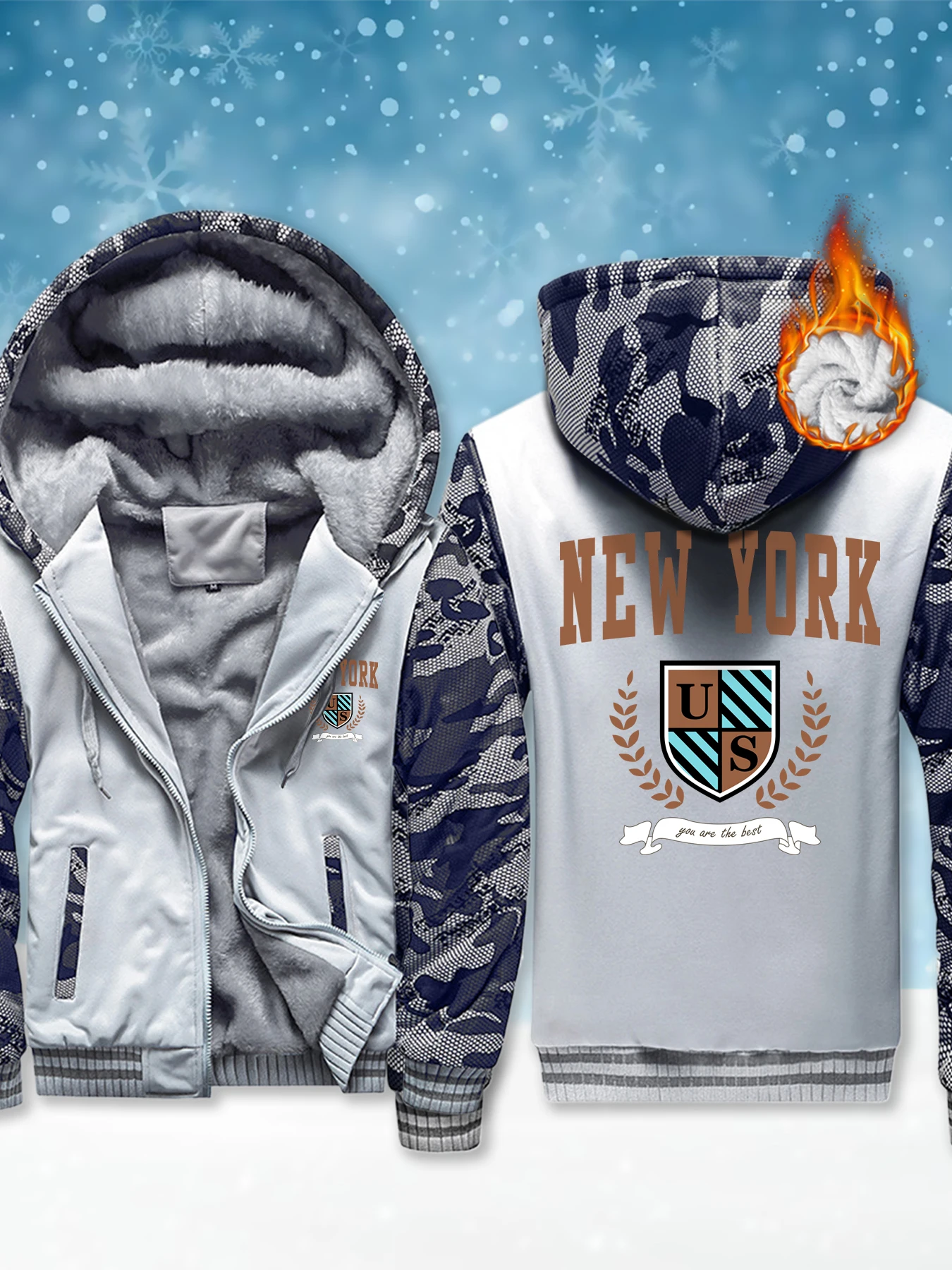 

Мужская куртка с принтом Нью-Йорка, США, уличная зимняя толстовка, удобная флисовая одежда, тяжелая модная уличная одежда на молнии