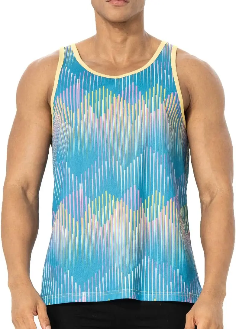 

Summer 3D Print Men's Tank Tops Creative Design Stripe Graphic Sleeveless Sports Vest For Men Loose Quick Drying Breathable Tees
