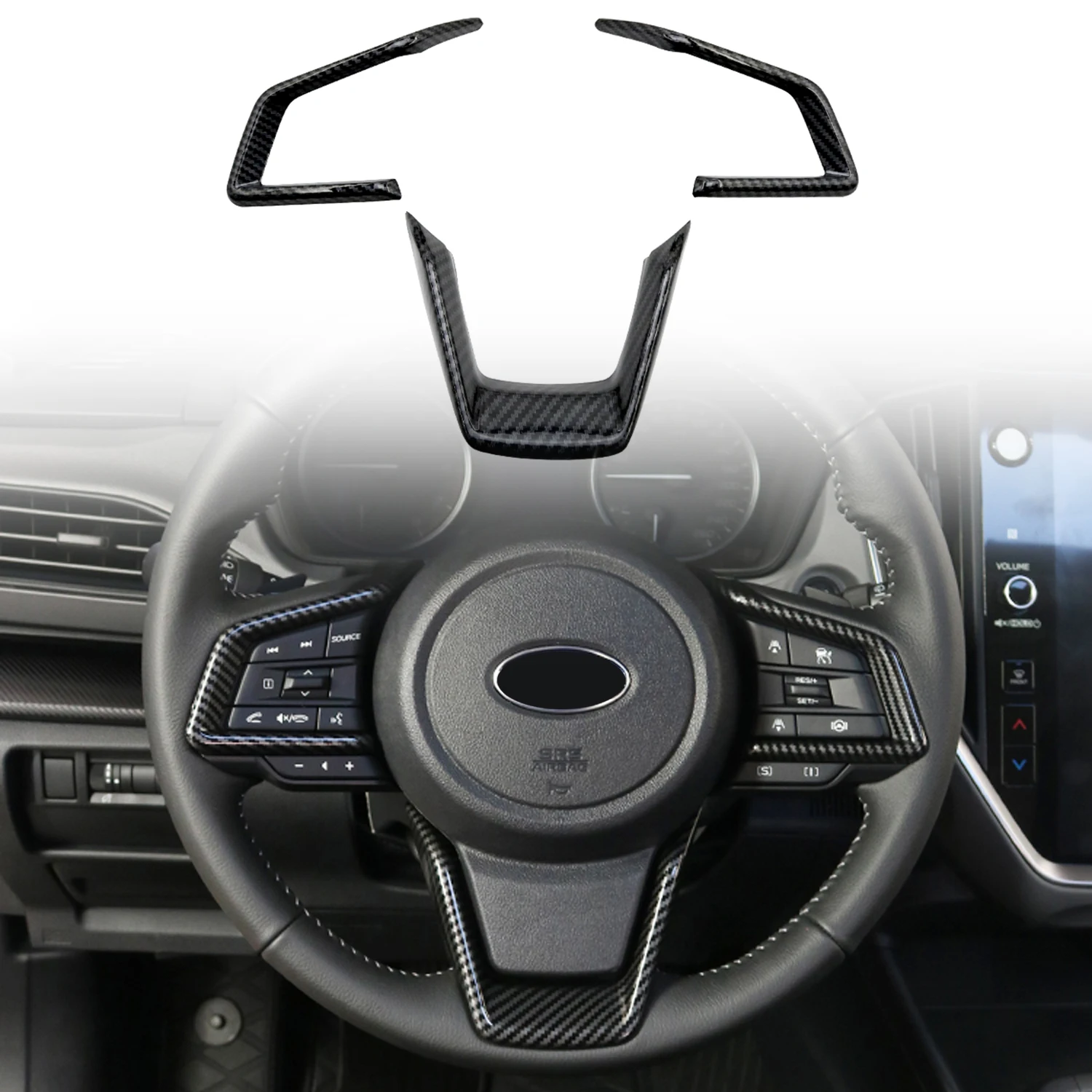 For Subaru Forester 2025 Carbon Black Interior Steering Wheel Cover Trim ABS Car Accessories 3pcs