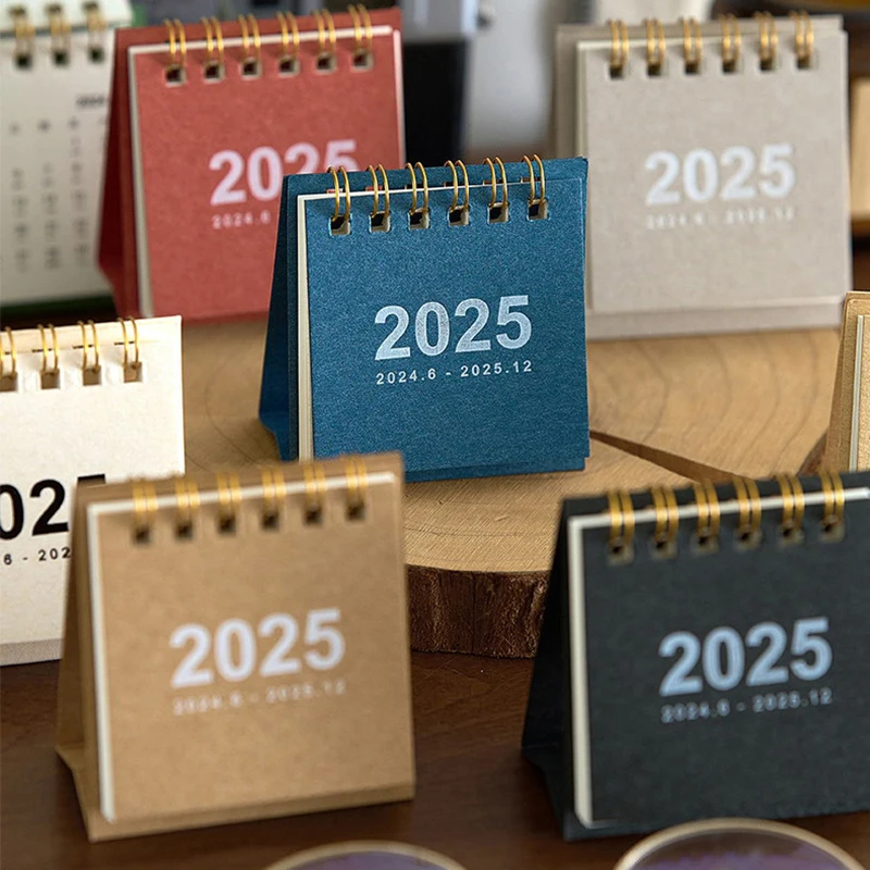 2025 Desk Calendar Mini Spiral Calendar Books Kawaii To Do List Daily Monthly Yearly Planner Time Manegement Desk Decorations