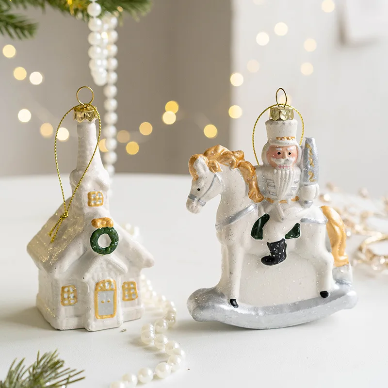 White Northern Europe Style Christmas Ornaments, Xmas Tree Decorations, Plastic Christmas Pendent, Adornos Navida 2025