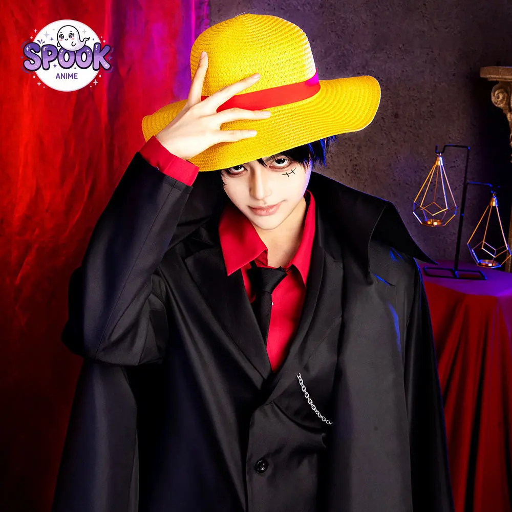 Black Gold Suit Cape Luffy Cosplay OP Anime Role Play Full Set Uniform for Men Halloween Comic Con Party - view 5