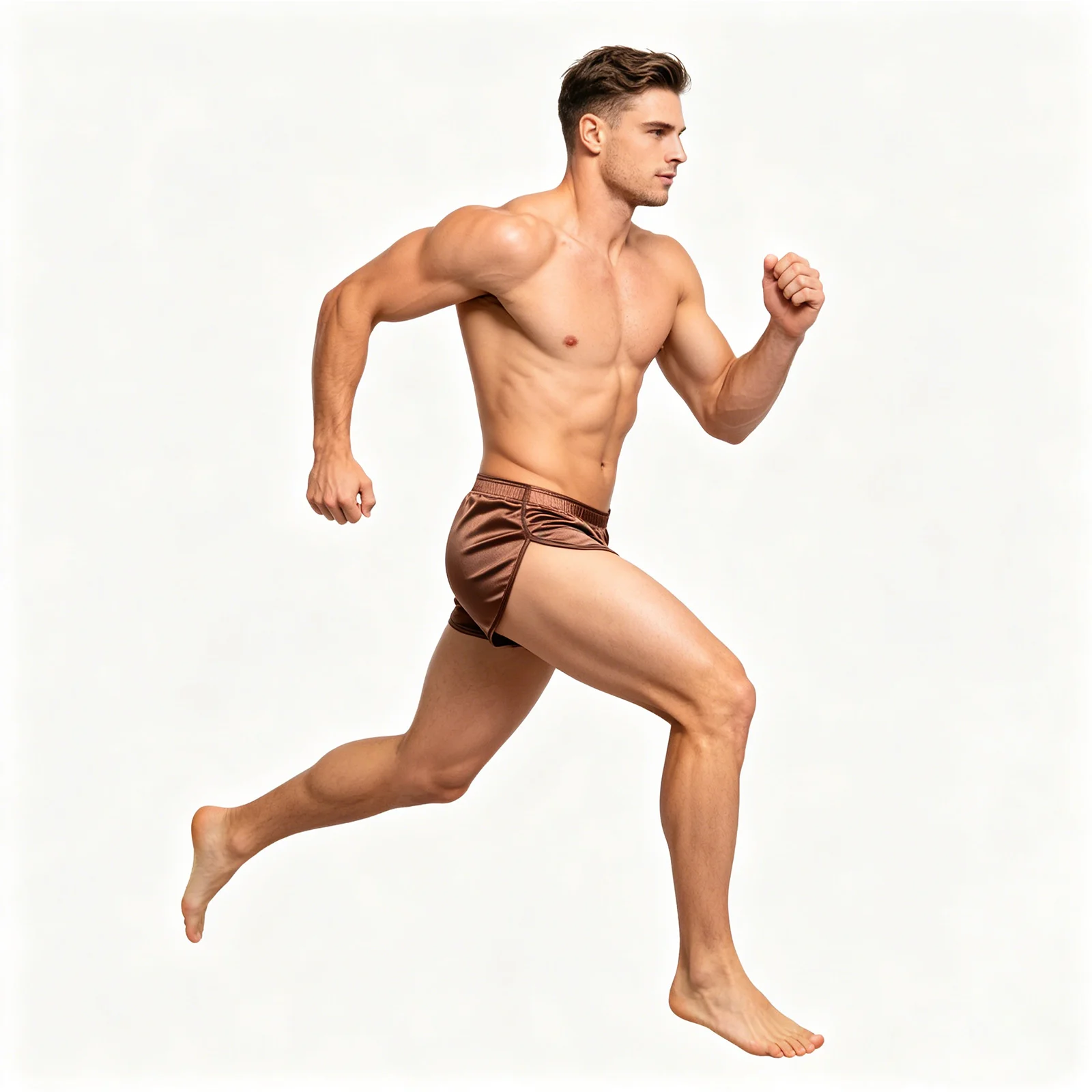 Luxuriöse Herren Schnelltrocknende Satin-Laufshorts mit Niedriger Taille und Seitenschlitz für Fitness, Workout, Sporttraining und Jogging – Detail 8