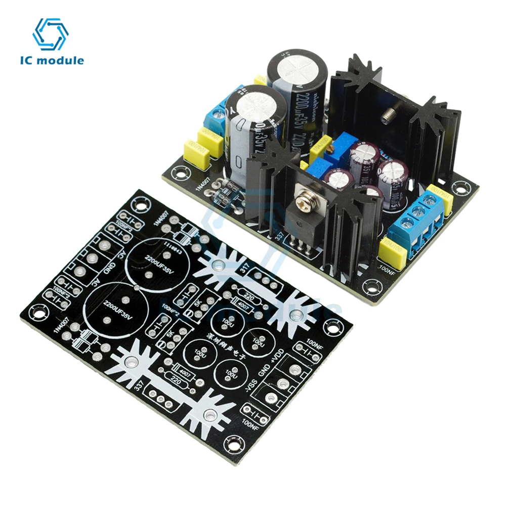 AC-DC LM317 LM337 Adjustable Voltage Regulator Power Supply Positive Negative Dual Power 5V 12V 24V PCB