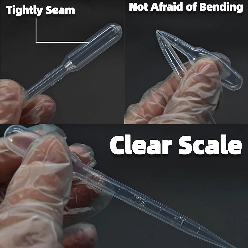 10/100 قطعة ماصات بلاستيكية 3 مللي قطارات ماصة نقل شفافة راتنجات الايبوكسي صب تجربة علمية استخلاص السائل #2