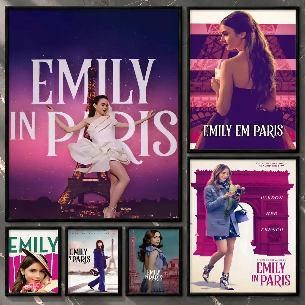 Emily in Paris Chic Fashion Romantic Comedy City Life TV Series Poster Aesthetic Unframed Wall Prints for Bedroom & Living Room