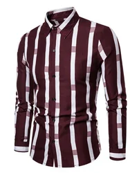 2024 New men's long sleeved seasonal striped casual shirt for foreign trade