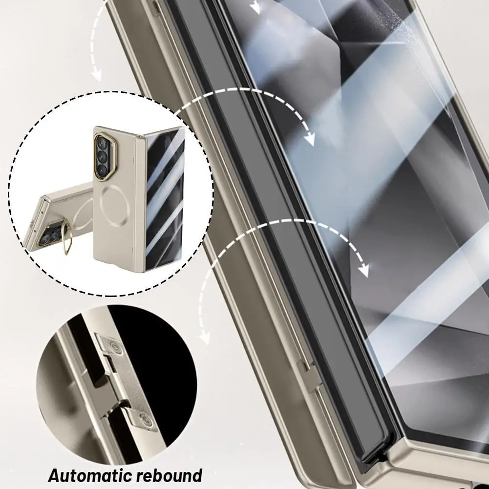 For Samsung Galaxy Z Fold 6 Spring Hinge Bracket Cover Screen Privacy Glass Magnetic Protection Case Tempered Film K7M1