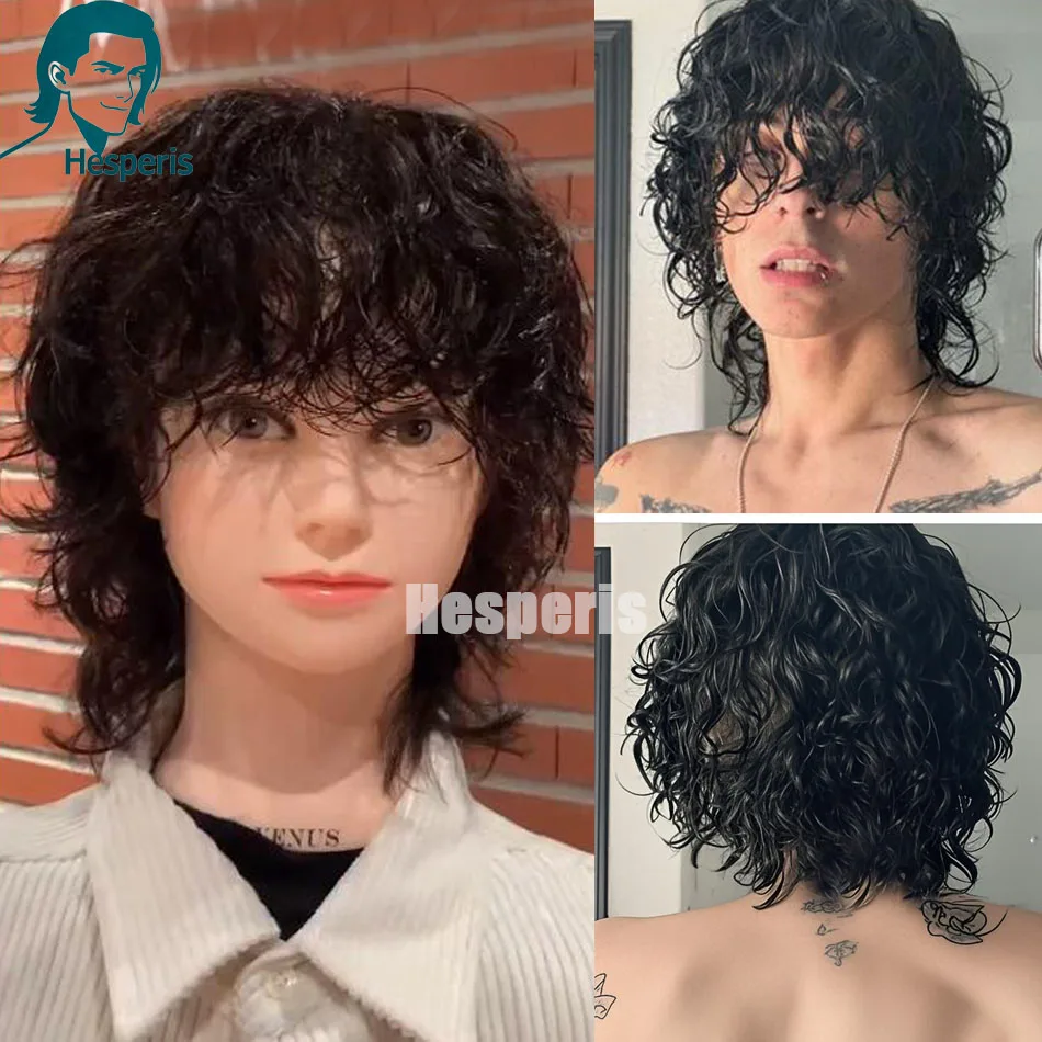 Hesperis شعر مستعار بشري متموج مع الانفجارات البرازيلي ريمي 13x6 الدانتيل شعر مستعار أمامي للرجال/النساء البوري الباروكات عابث قصيرة قطع الباروكات
