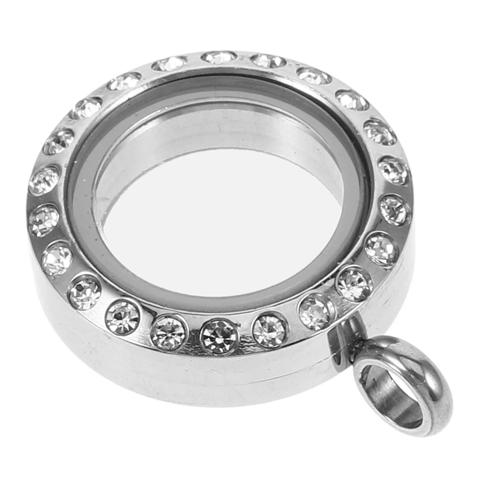 Liontin Kalung Bingkai Foto Bulat Stainless Steel, Dapat Dibuka, Untuk Wanita & Remaja Putri, Perhiasan Valentine