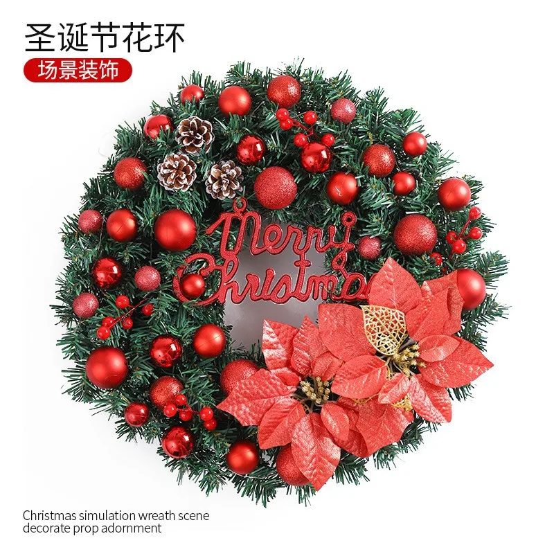 

New Christmas Decorative Garland Door Hanging Christmas Decorations Rattan Party Show Window Scene Decoration Pendant