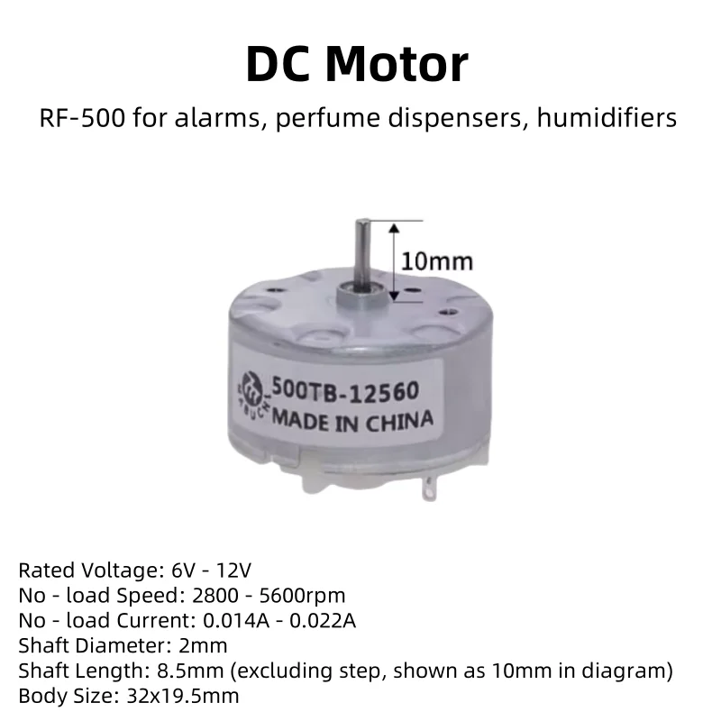 5 Pieces per Bag Motor for Warning Lights/Alarms/Perfume Dispensers, Permanent Magnet DC Motor RF-500TB-12560, 3V - 12V