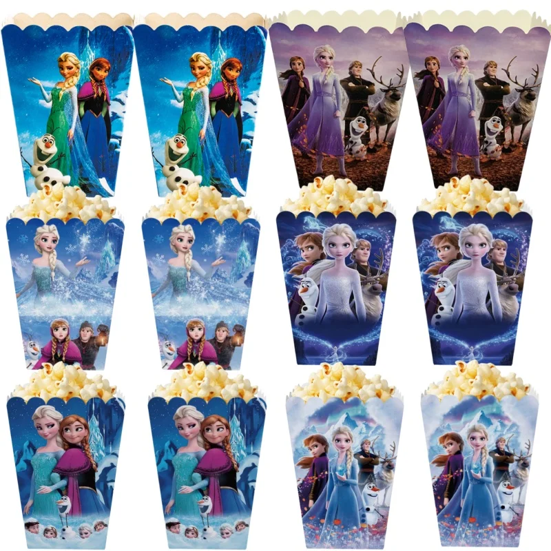 

Frozen Anna Elsa Popcorn Box Birthday Party Cartoon Gift Box Cookie Chocolate Candy Box Baby Shower Kids Gift Toys Party Supplie