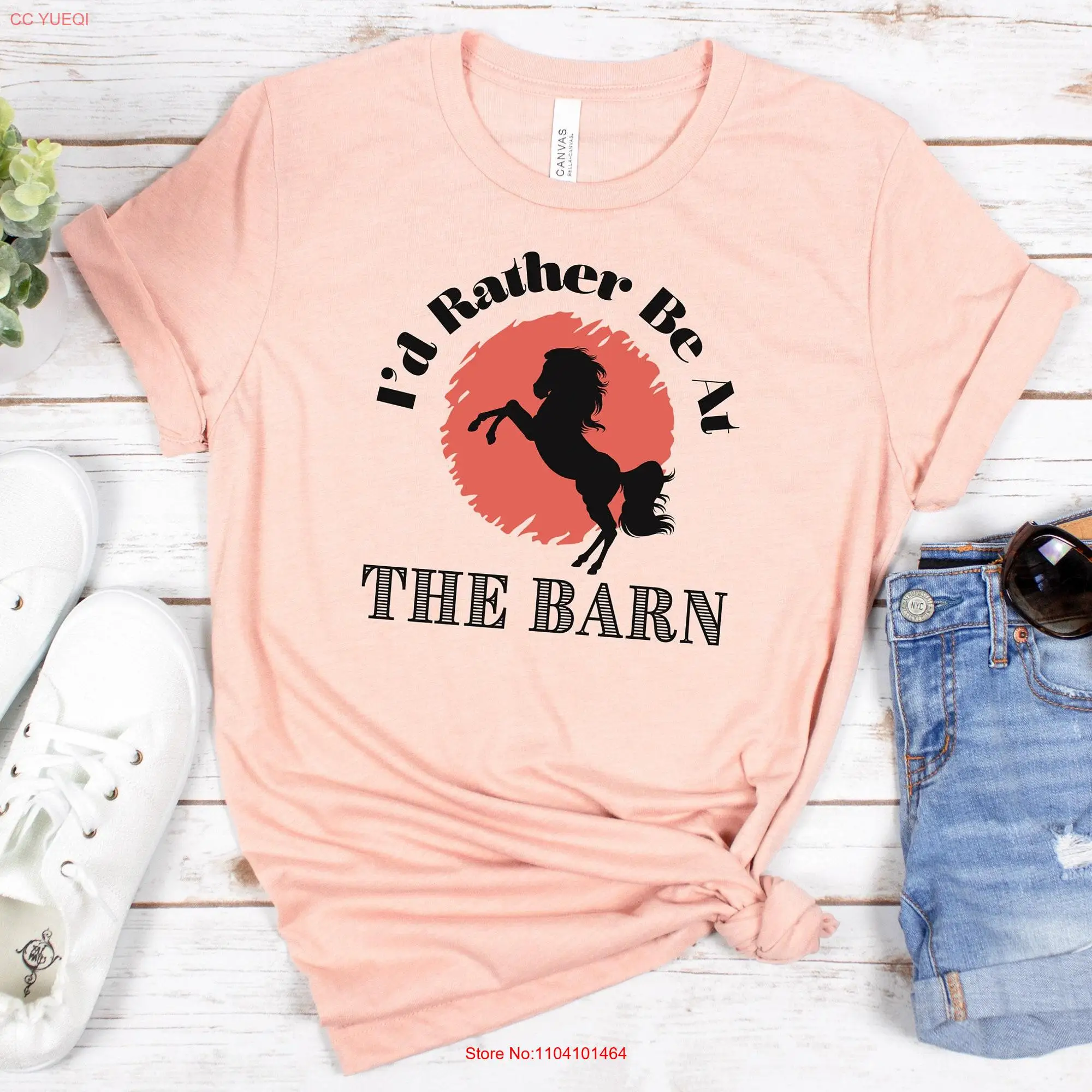 I'D Rather Be At The Barn Girl Horse Rescue Country Farm T Shirt Trainer For Owner long or short sleeves