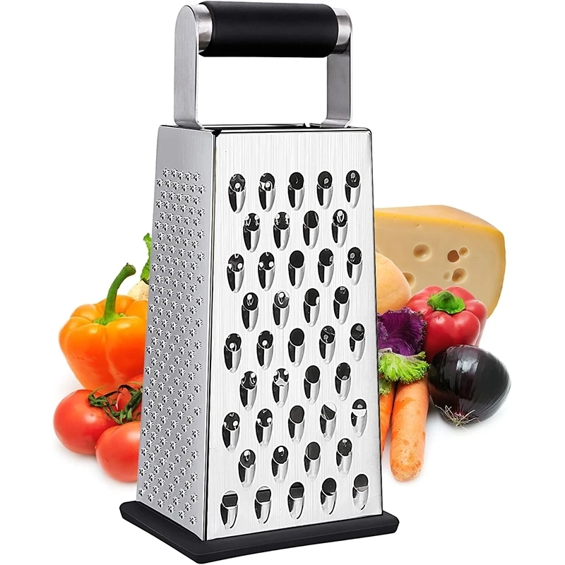 1 PC cheese grater, cheese-specific box-type grater, stainless steel four-sided universal vegetable slicer, food shredder