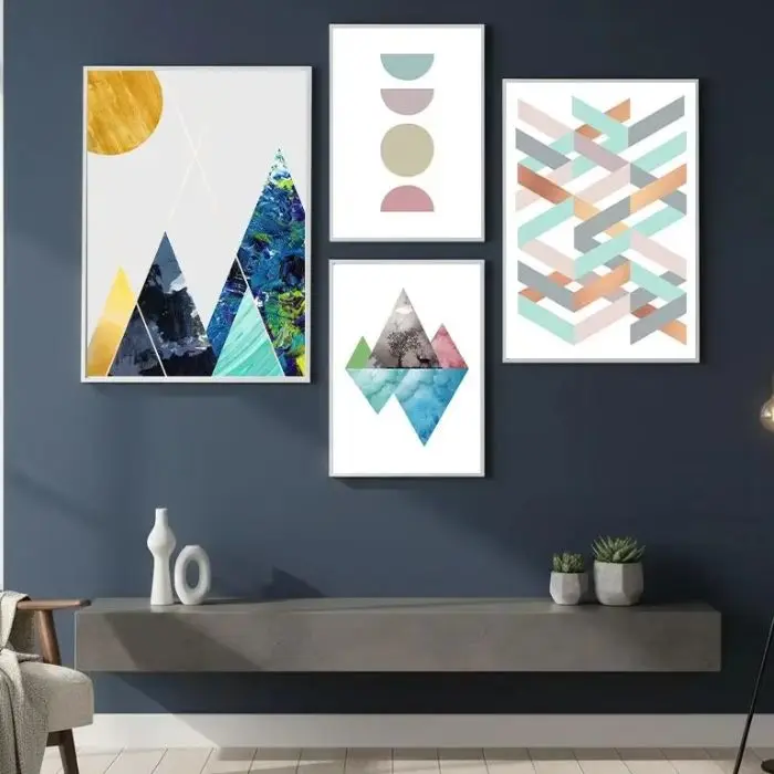 Abstract Boho Wall Art Nordic Geometric Canvas Painting Modern Minimalist Poster Print for Living Room Bedroom Wall Decor