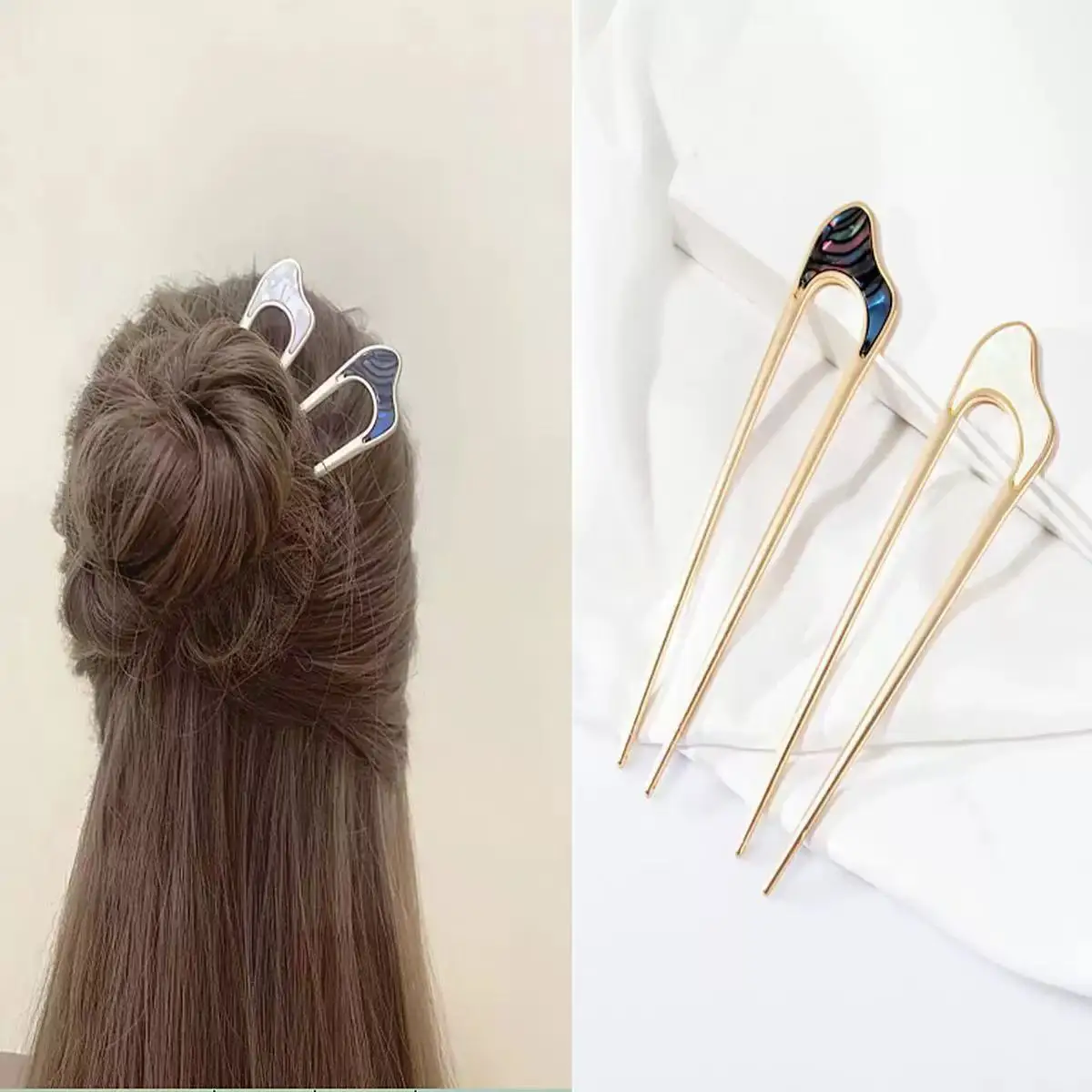 Muschel-Haarnadel, U-förmige Haarnadeln, Haargabel, U, französische Haarnadel, einfacher und modischer Haarschmuck für Frauen