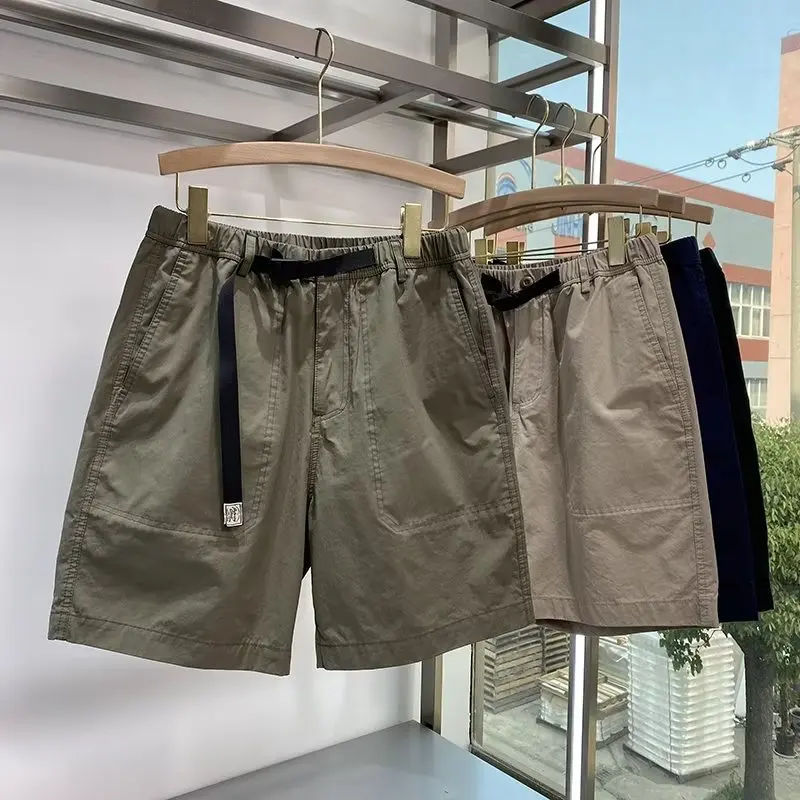 

Летние мужские шорты из тонкого чистого хлопка, рабочие брюки, свободные повседневные спортивные брюки с застежкой на талии, износостойкие рабочие брюки