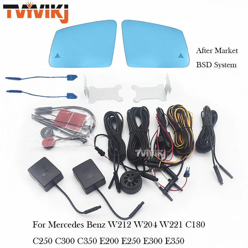 

Side Rearview Mirror Blue Glass Lens with After Market Blind Spot System For Mercedes-Benz W212 W204 W221 C180 C250 GLA GLK