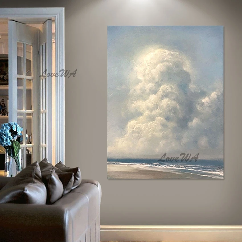 

Modern Murals Seascape Clouds Canvas Oil Painting Texture Acrylic Artwork Unframed Wall Art Modern Home Decor Showpieces