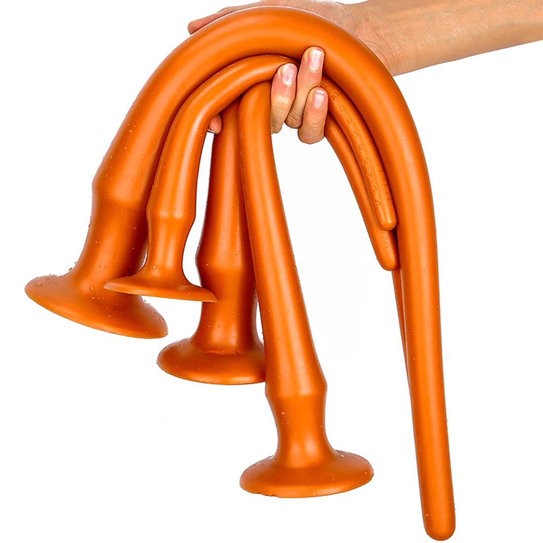 Overlength Liquid Silicone Anal Plug Dildo Stimulate Anus and Vagina Soft Anal Dilator with Suction Cup Sex Toy Butt Plug Penis