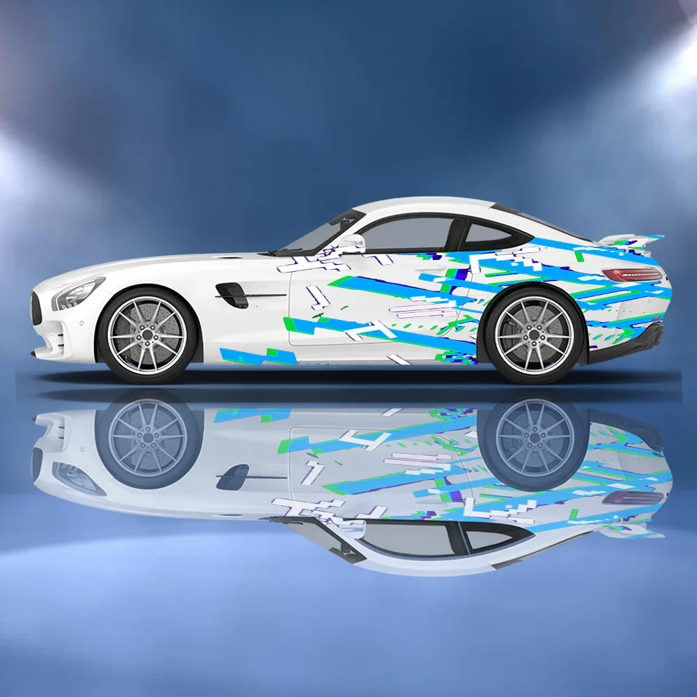 Green Irregular Lines Graffiti Decor Car Side Sticker Vinyl Self-adhesive Paper Motorsport Paint Decal Suitable for Truck Suv