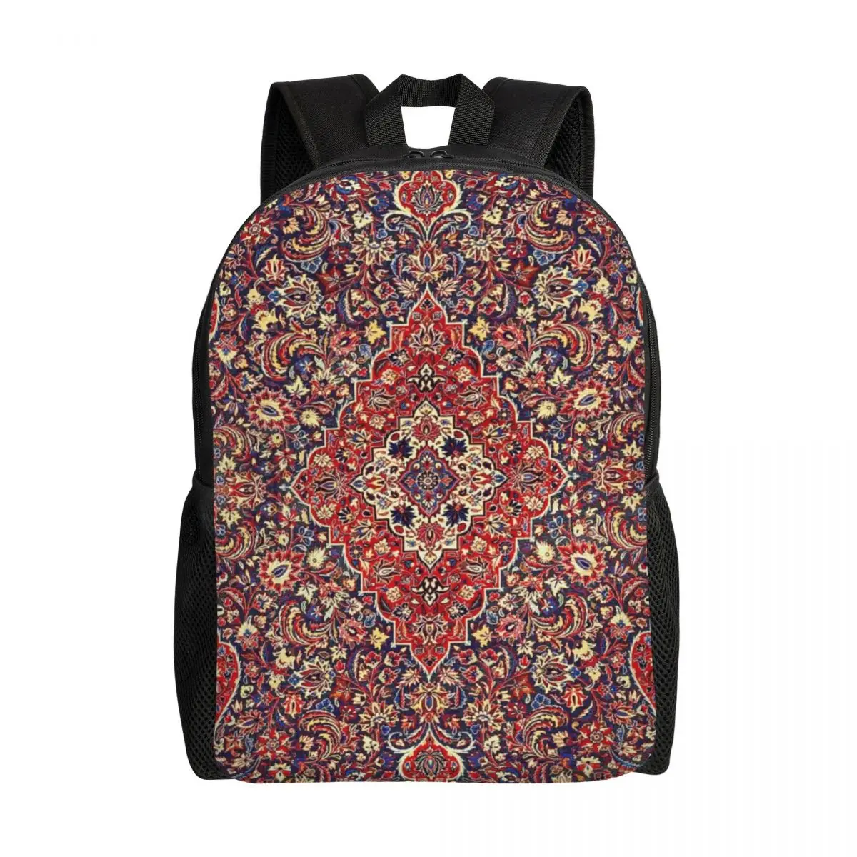 Custom Antique Bohemian Persian Silk Carpet Laptop Backpack Casual Bookbag for School College Student Boho Kilim Style Bags