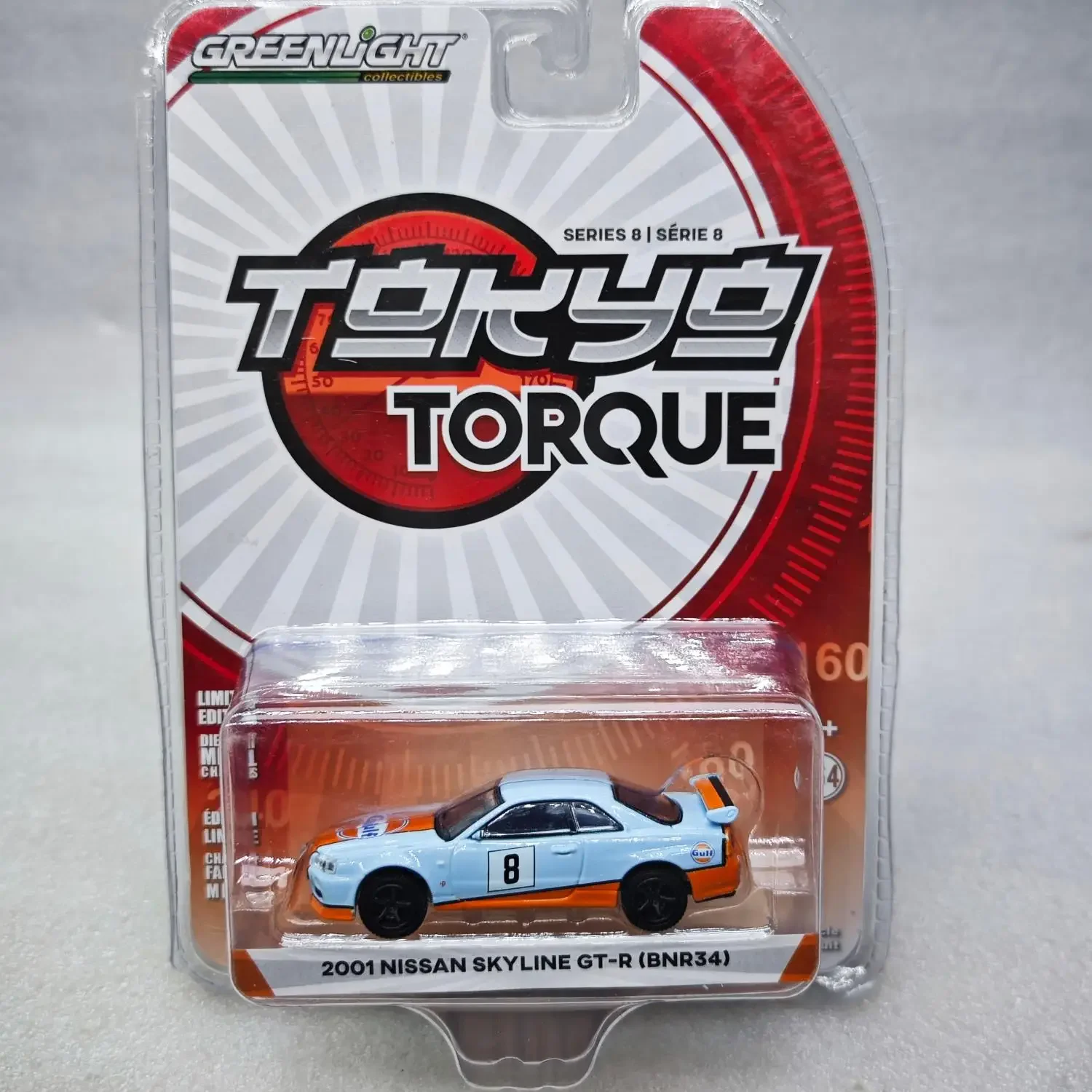 

GreenLight 1:64 2001 Nissan Skyline GT-R(BNR34) Gulf # 8-сплавная модель автомобиля, подарок на день игрушки для мальчиков