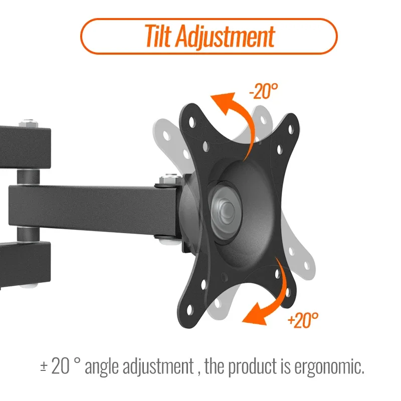 조절식 TV 벽 마운트 브래킷, 범용 회전 회전 개폐식 TV 마운트, 14-24 인치 LCD 모니터 평면 패널 거치대 
