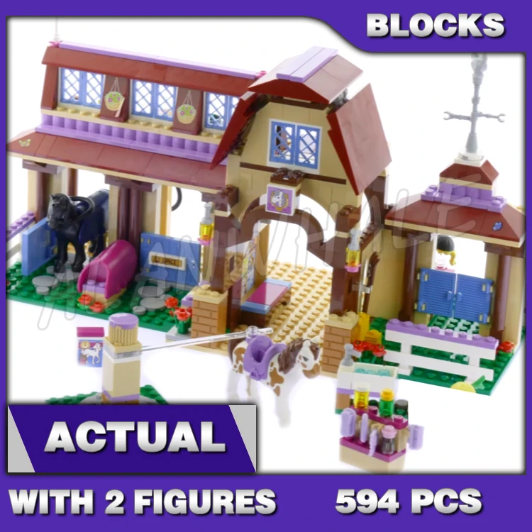 

594pcs Friends Heartlake Riding Club Horse Stables Rotating Exerciser 10562 Building Block Toys Compatible With Model
