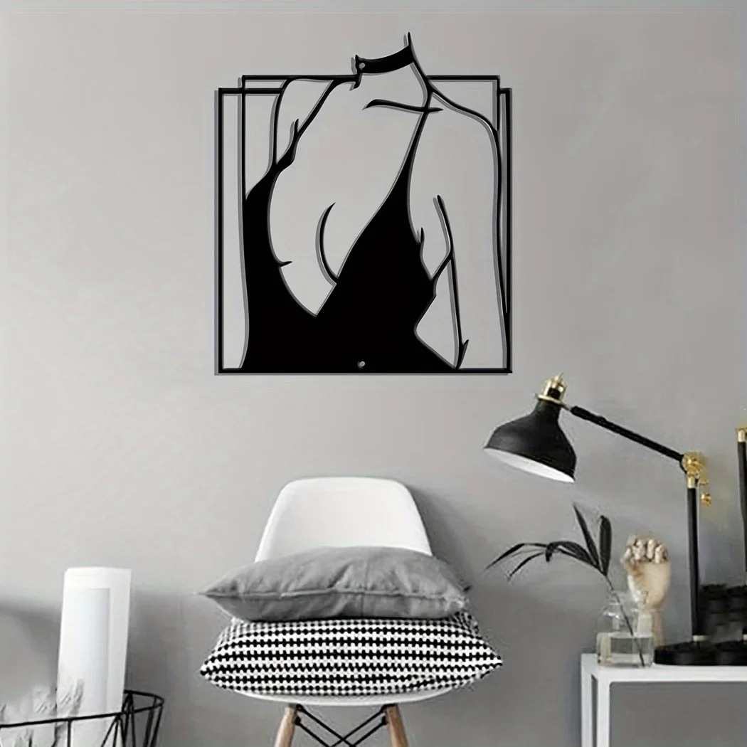 CIFbuy Woman Wall Sign, Metal Wall Art Ornament, Aesthetic Wall Decoration Minimalist Line Abstract Metal Hanging