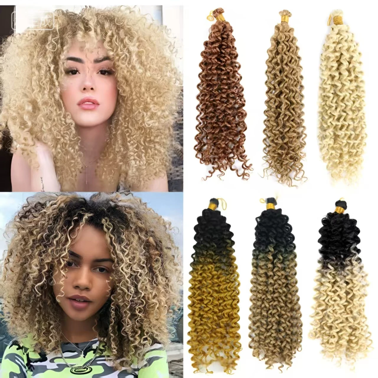 شعر مموج عميق لتضفير الشعر 100 جرام بدون لحمة 14 بوصة حزمة شعر صناعية طبيعية سوداء رطبة ومموجة لجديلة بوهو #5